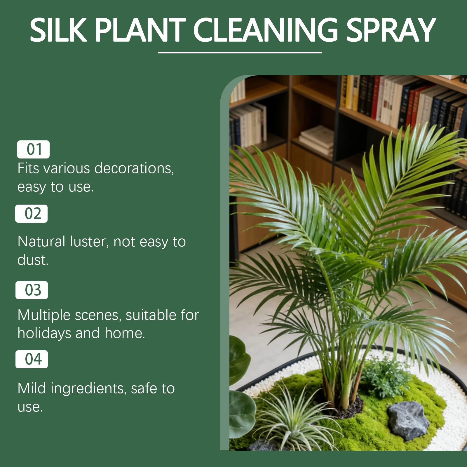 MoonSpry Silk Plant Cleaning Spray - Artificial Plant Dust Remover & Luster Enhancer 5 silk plant cleaning spray moo huwfztun desc 5